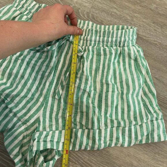 Universal Thread Shorts Womens Linen Blend Elastic Waist Green Striped XS - Picture 4 of 8